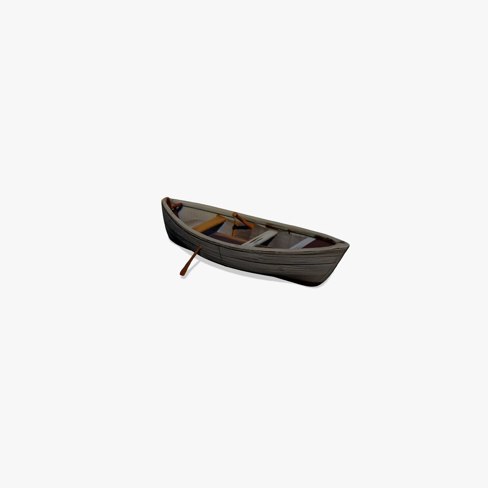 Weathered Old Rowboat with Oars model pack
